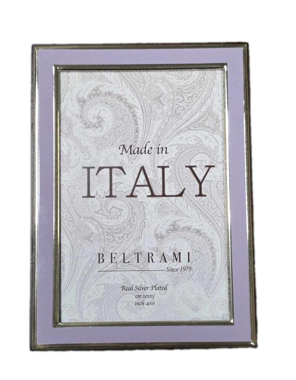 Beltrami Picture Frame Made In Italy Real Silver Plated 4x6 Purple Lavender